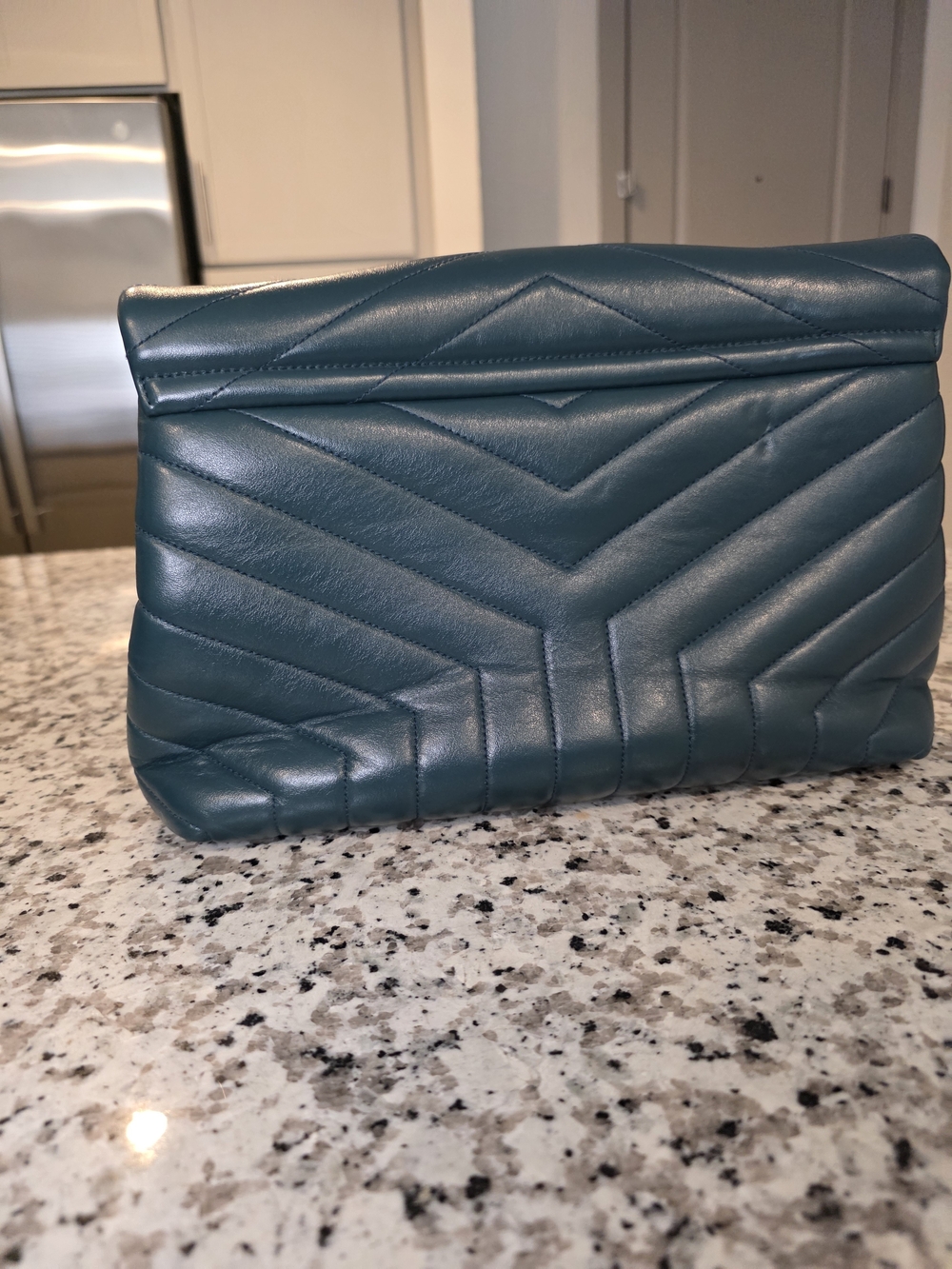 Saint Laurent Chevron Quilted Shoulder Bag - Teal - Picture 2 of 16
